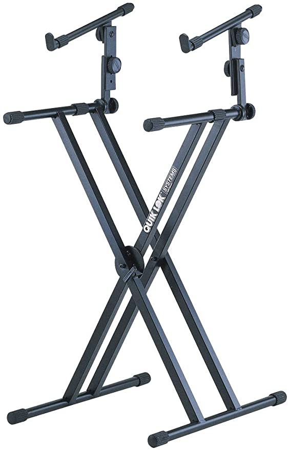 thumbnail image 2 of Pyle 2-Tier Height-Adjustable Keyboard Stand - Red Metal Frame For Digital Pianos - PKST64 2 of 6
