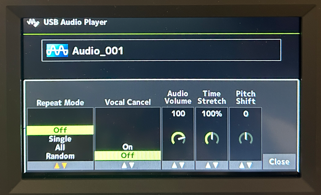 PSR-SX620: Audio Playback Options