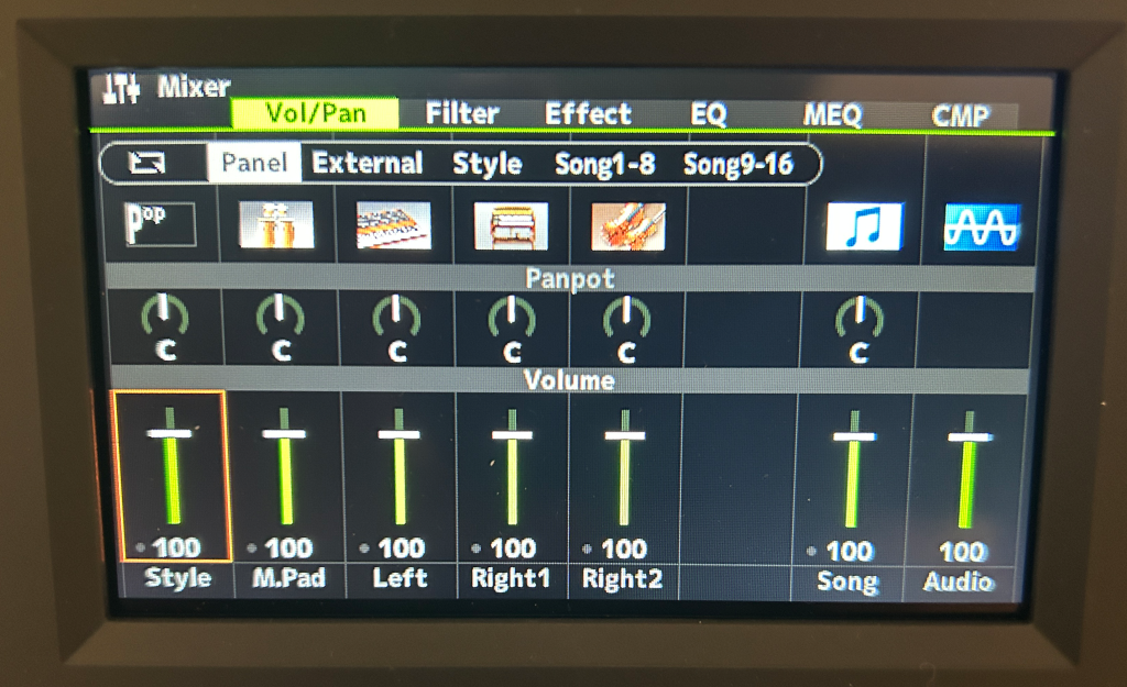PSR-SX620: Mixer