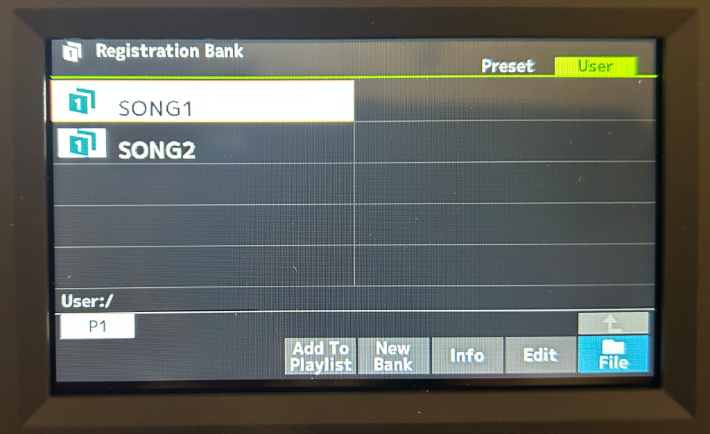PSR-SX620: Registration Banks